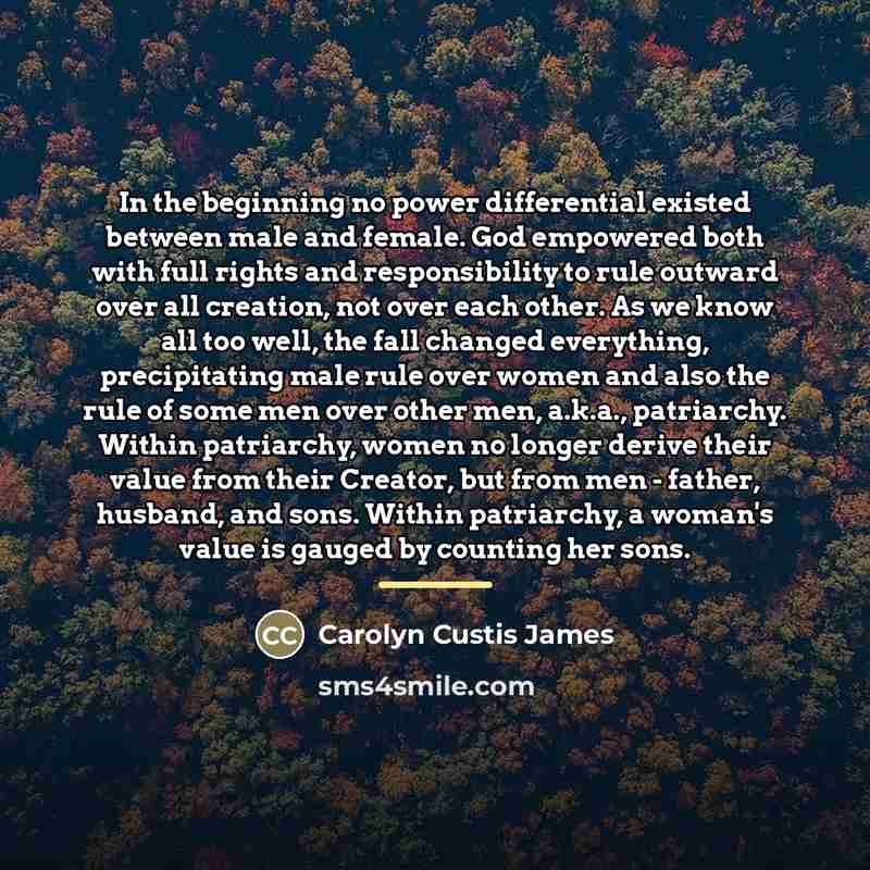 “In the beginning no power differential existed between male and…” quote by Carolyn Custis James