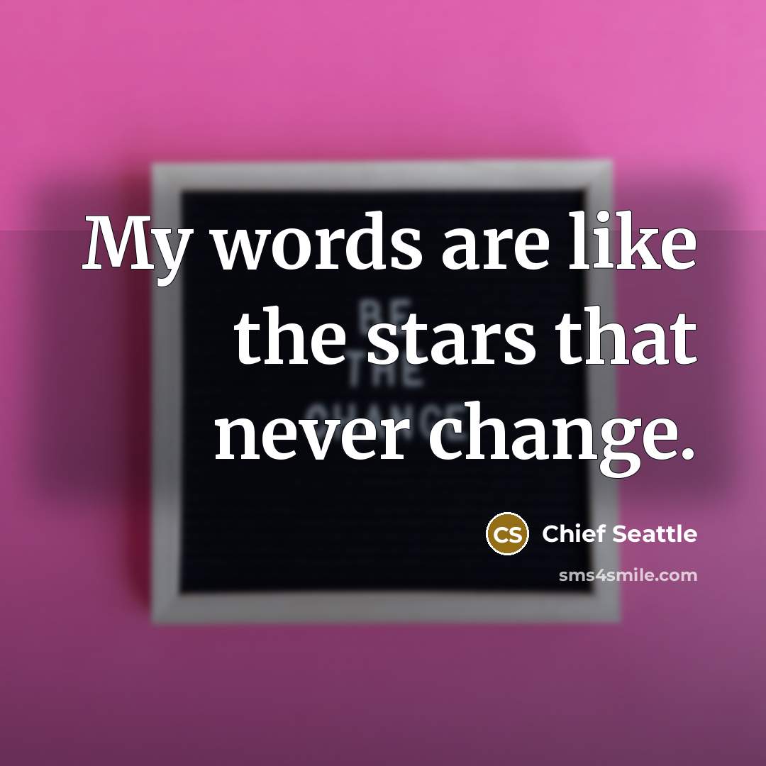 “My words are like the stars that never change.…” quote by Chief Seattle