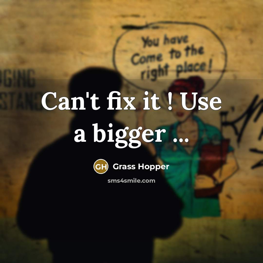 “Can't fix it ! Use a bigger ...” quote by Grass Hopper