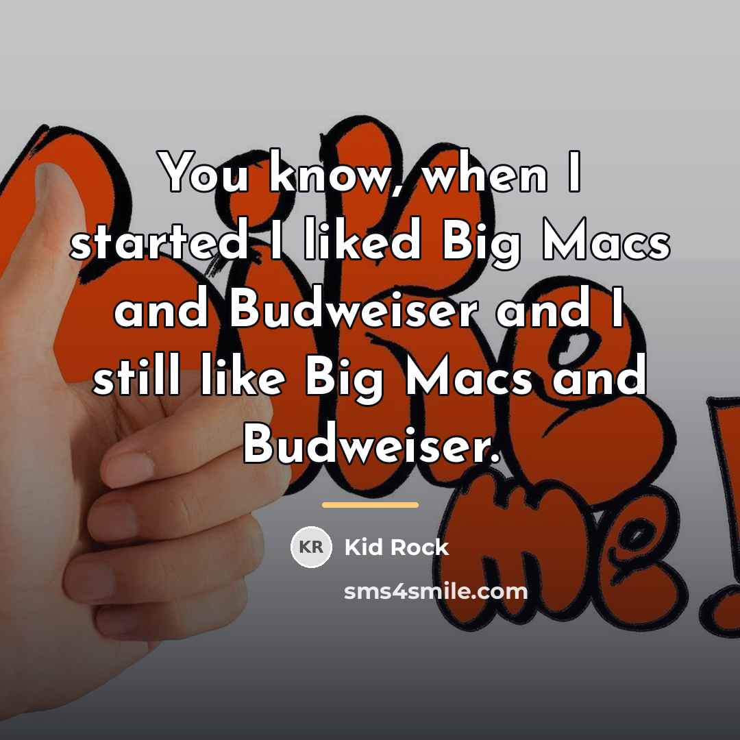 “You know, when I started I liked Big Macs and…” quote by Kid Rock