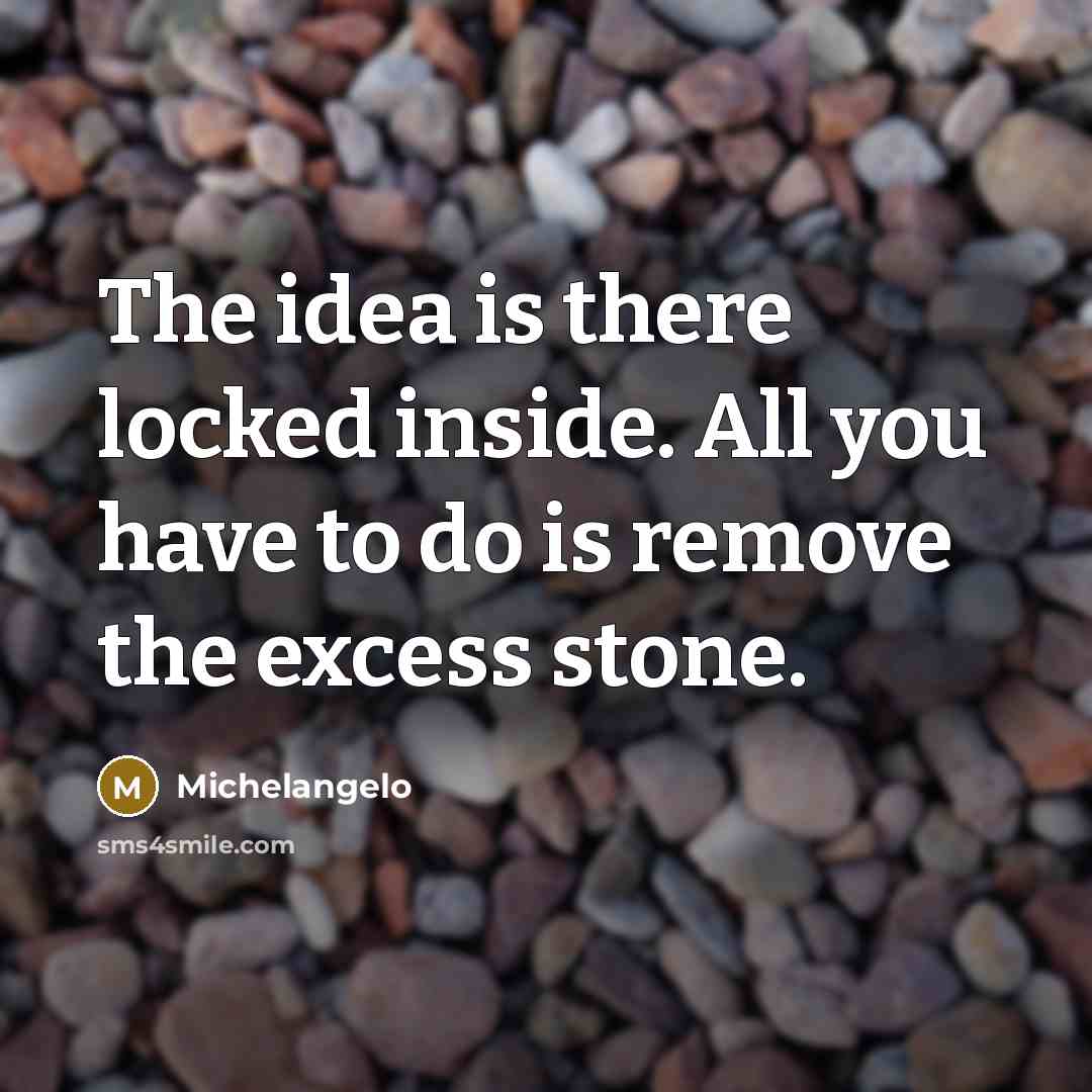 “The idea is there locked inside. All you have to…” quote by Michelangelo