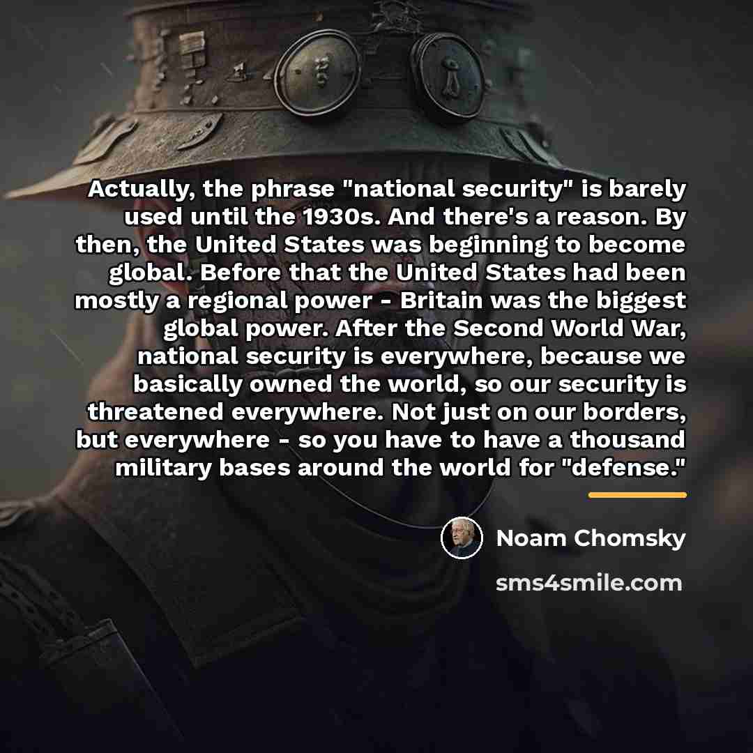 “Actually, the phrase "national security" is barely used until the…” quote by Noam Chomsky
