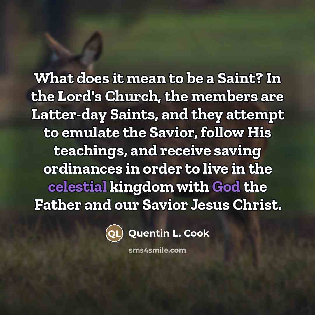 “What does it mean to be a Saint? In the…” quote by Quentin L. Cook