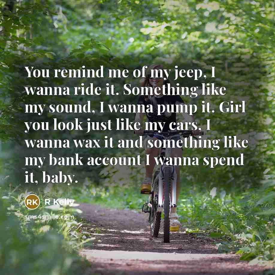 “You remind me of my jeep, I wanna ride it.…” quote by R Kelly