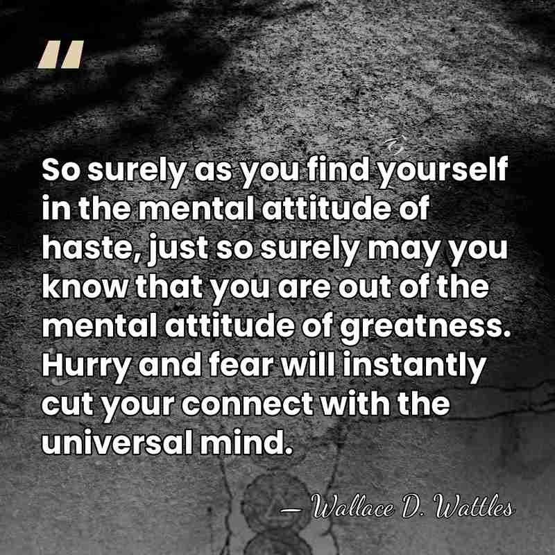 So surely as you find yourself in the mental attitude of haste,&hellip; - Wallace D. Wattles