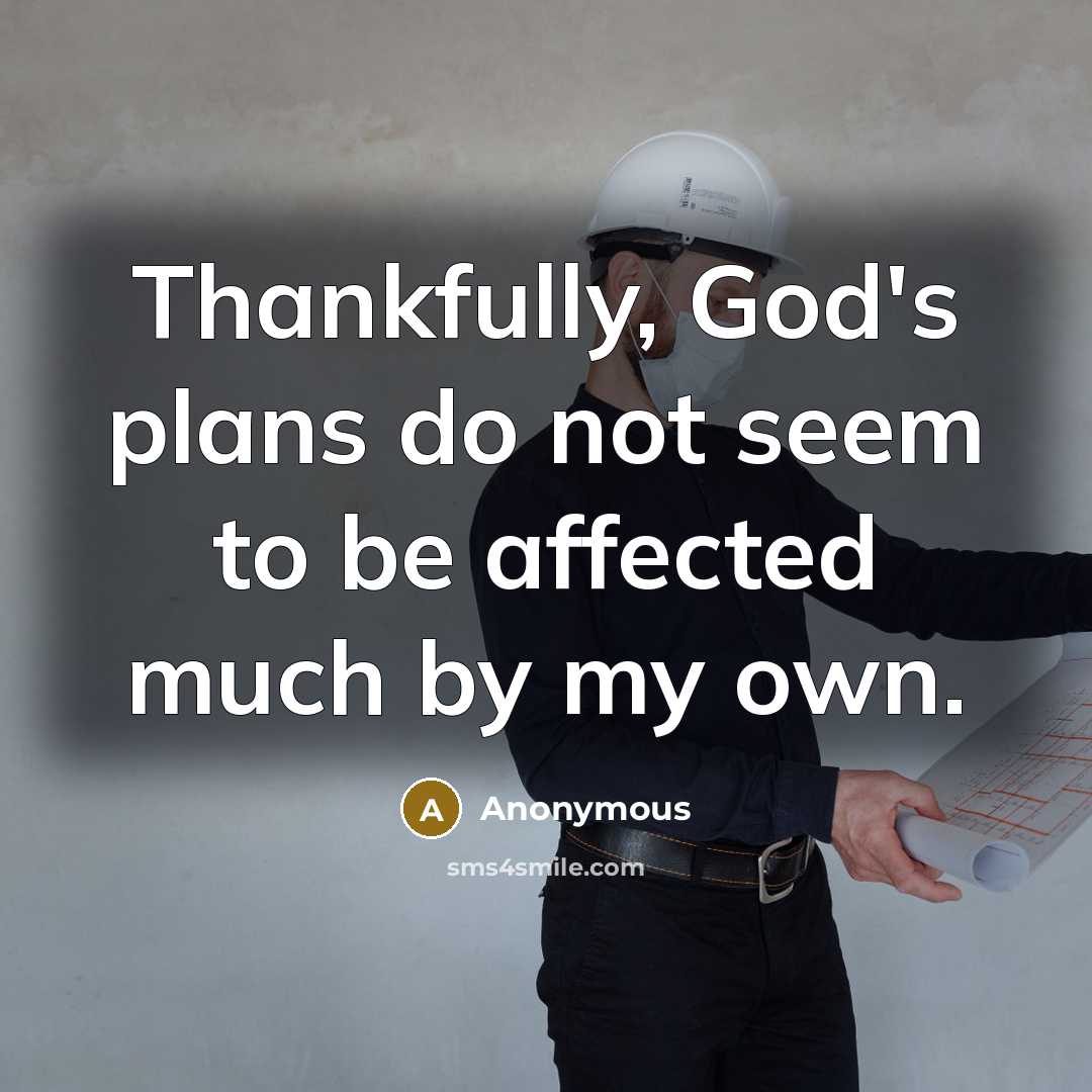 “Thankfully, God's plans do not seem to be affected much…” quote by Anonymous