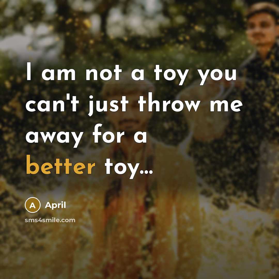 “I am not a toy you can't just throw me away for a better toy…” quote by April