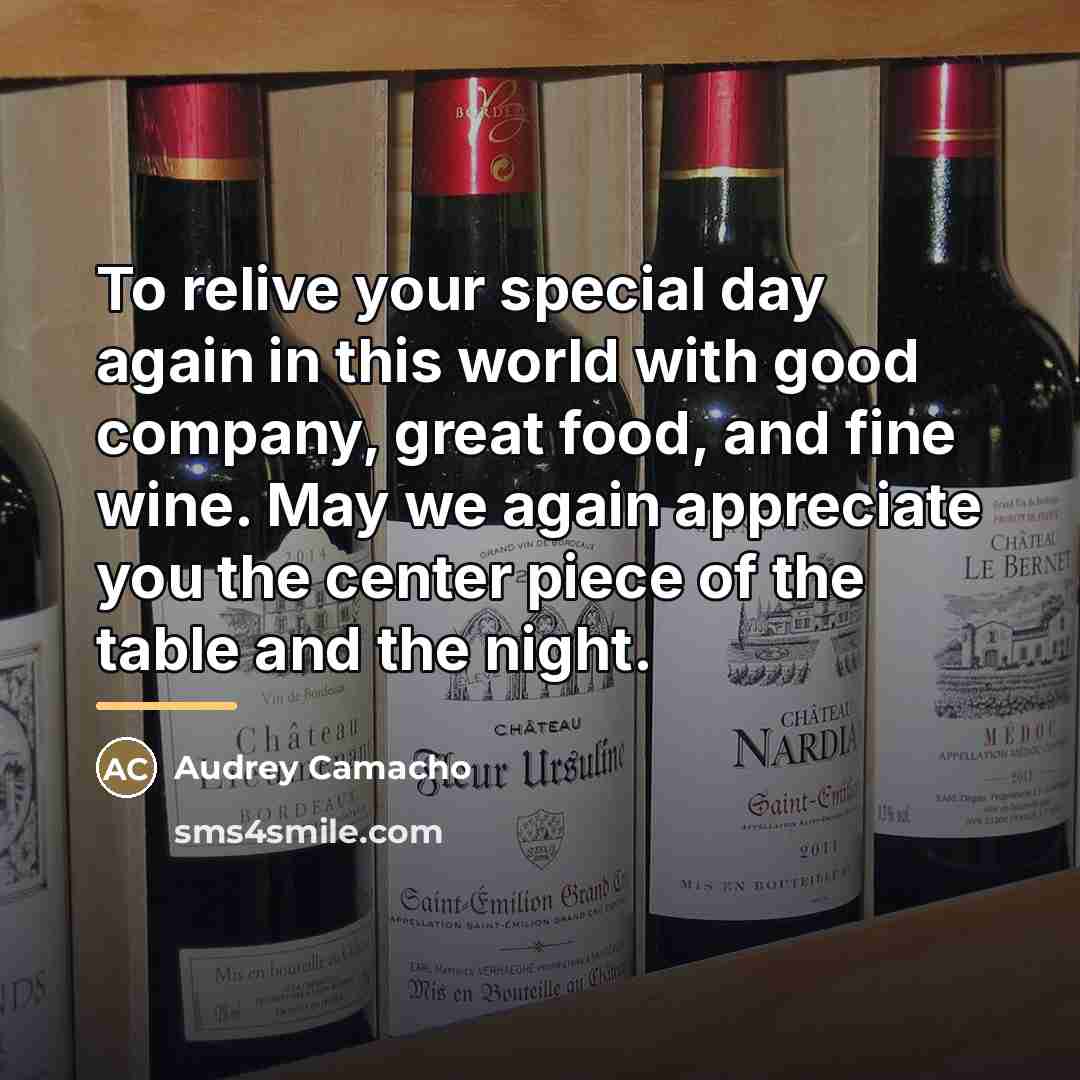 “To relive your special day again in this world with…” quote by Audrey Camacho