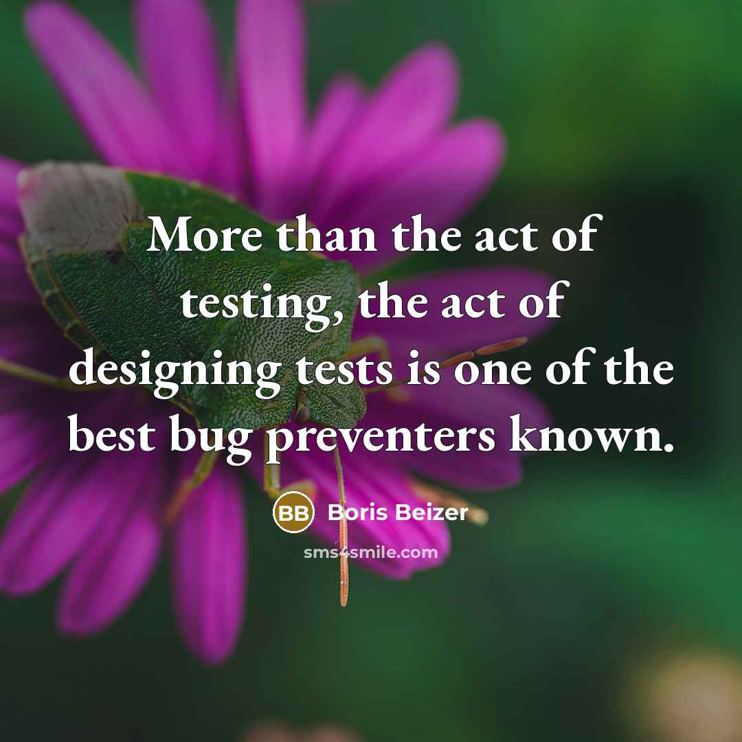 “More than the act of testing, the act of designing…” quote by Boris Beizer