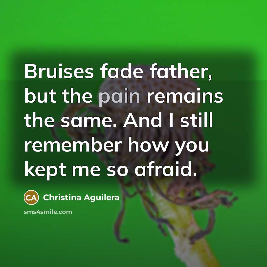 “Bruises fade father, but the pain remains the same. And…” quote by Christina Aguilera