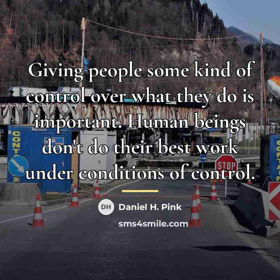 “Giving people some kind of control over what they do…” quote by Daniel H. Pink