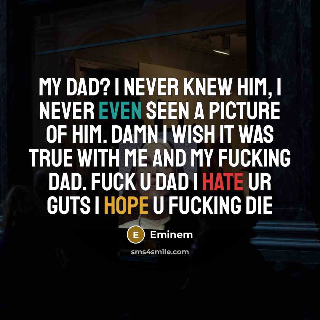 “My Dad? I never knew him, i never even seen…” quote by Eminem