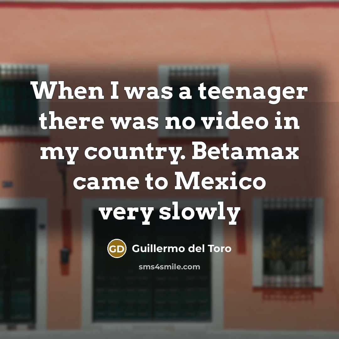 “When I was a teenager there was no video in…” quote by Guillermo del Toro
