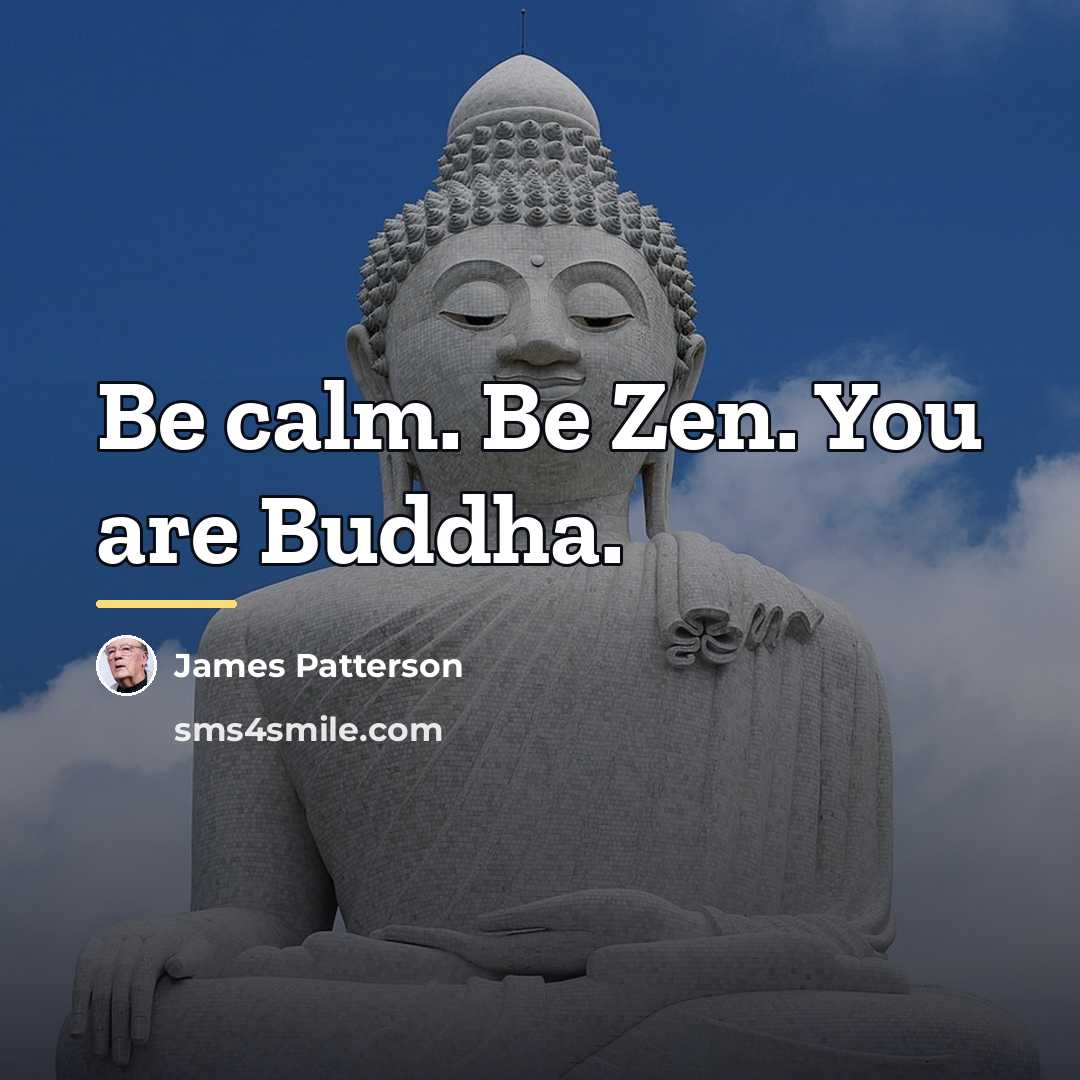“Be calm. Be Zen. You are Buddha.…” quote by James Patterson