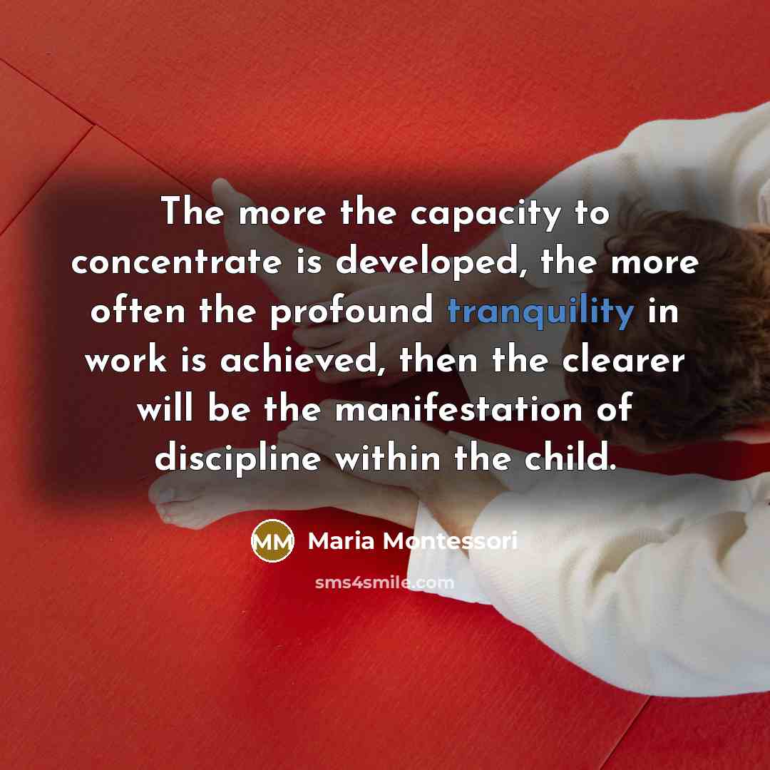 “The more the capacity to concentrate is developed, the more…” quote by Maria Montessori