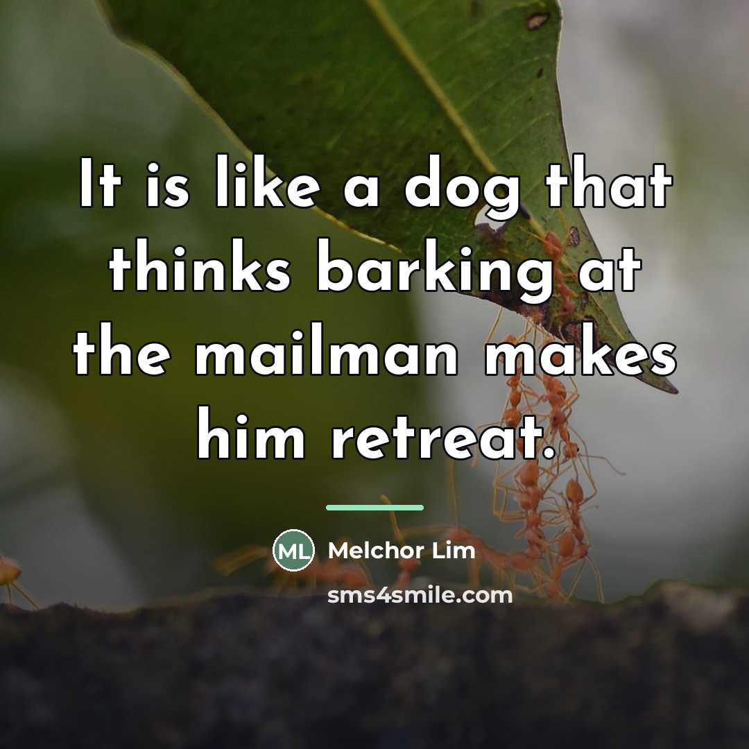 “It is like a dog that thinks barking at the…” quote by Melchor Lim