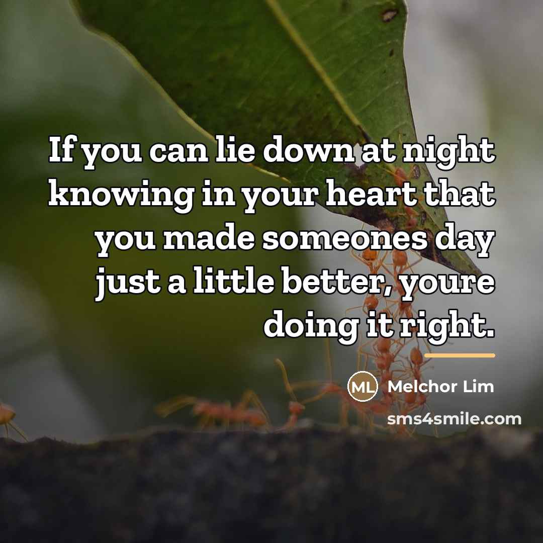 “If you can lie down at night knowing in your…” quote by Melchor Lim