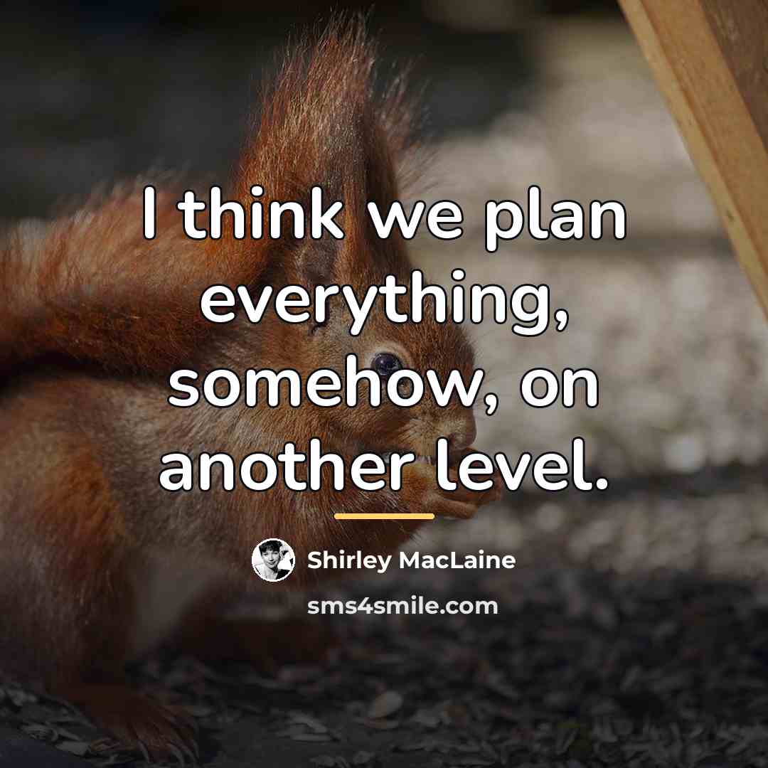 “I think we plan everything, somehow, on another level.…” quote by Shirley MacLaine
