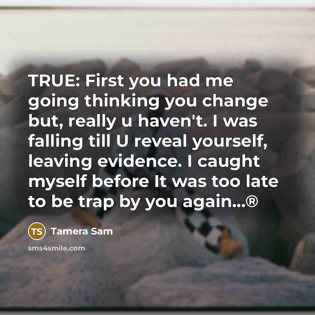 “TRUE: First you had me going thinking you change but,…” quote by Tamera Sam