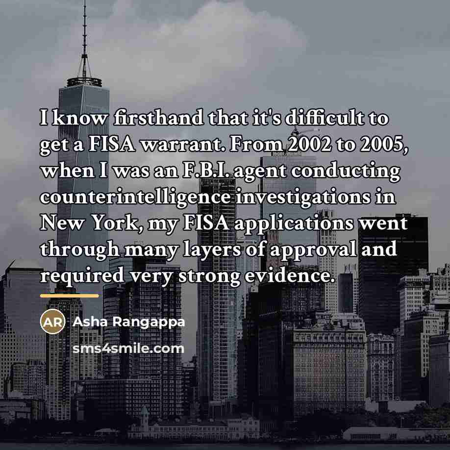 “I know firsthand that it's difficult to get a FISA…” quote by Asha Rangappa
