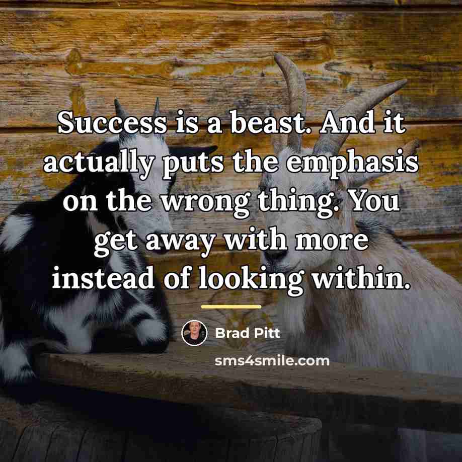 “Success is a beast. And it actually puts the emphasis…” quote by Brad Pitt