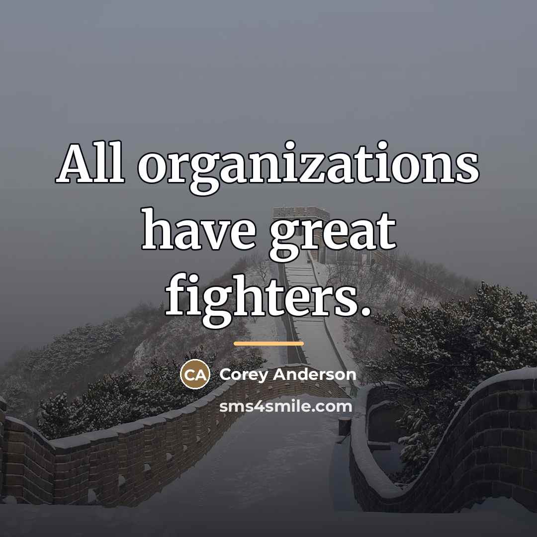 “All organizations have great fighters.…” quote by Corey Anderson