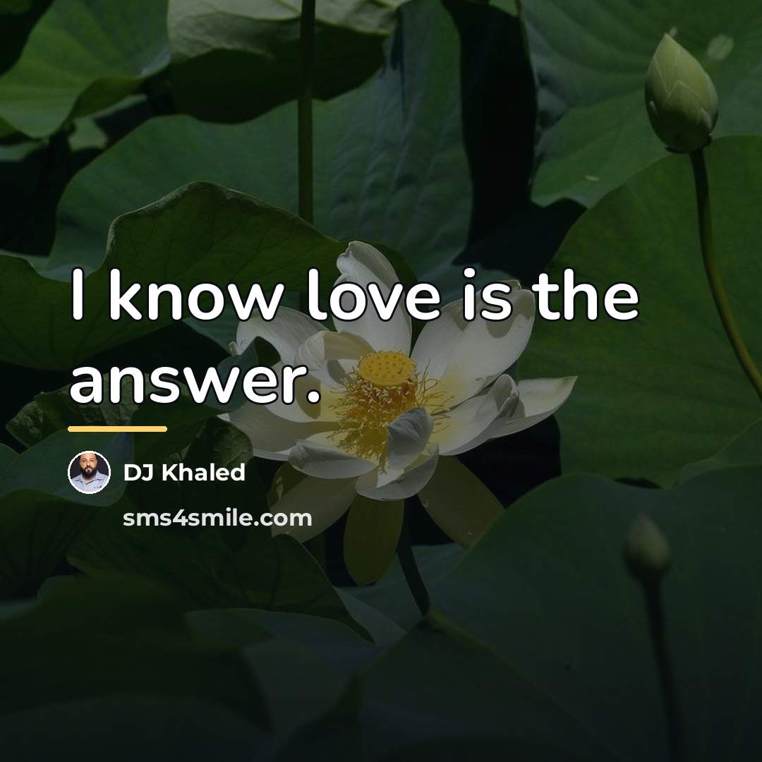 “I know love is the answer.…” quote by DJ Khaled