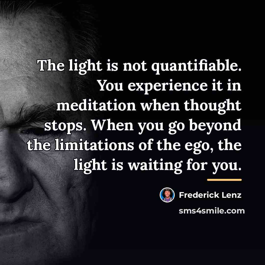 “The light is not quantifiable. You experience it in meditation…” quote by Frederick Lenz