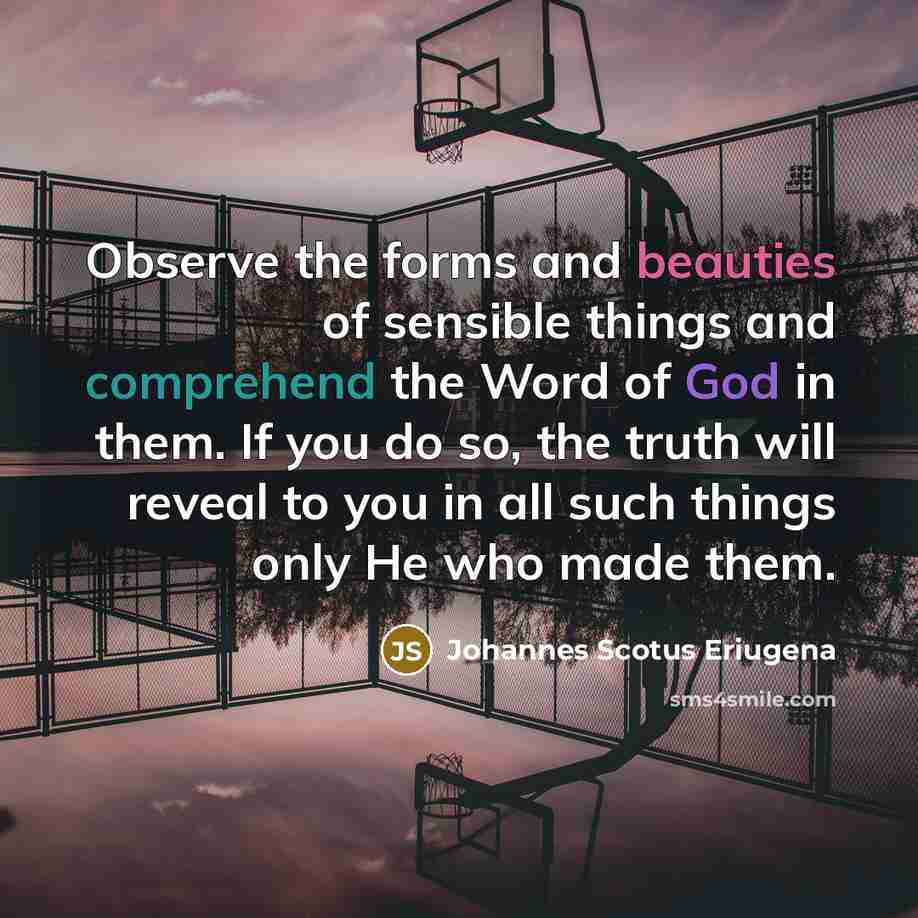 “Observe the forms and beauties of sensible things and comprehend…” quote by Johannes Scotus Eriugena