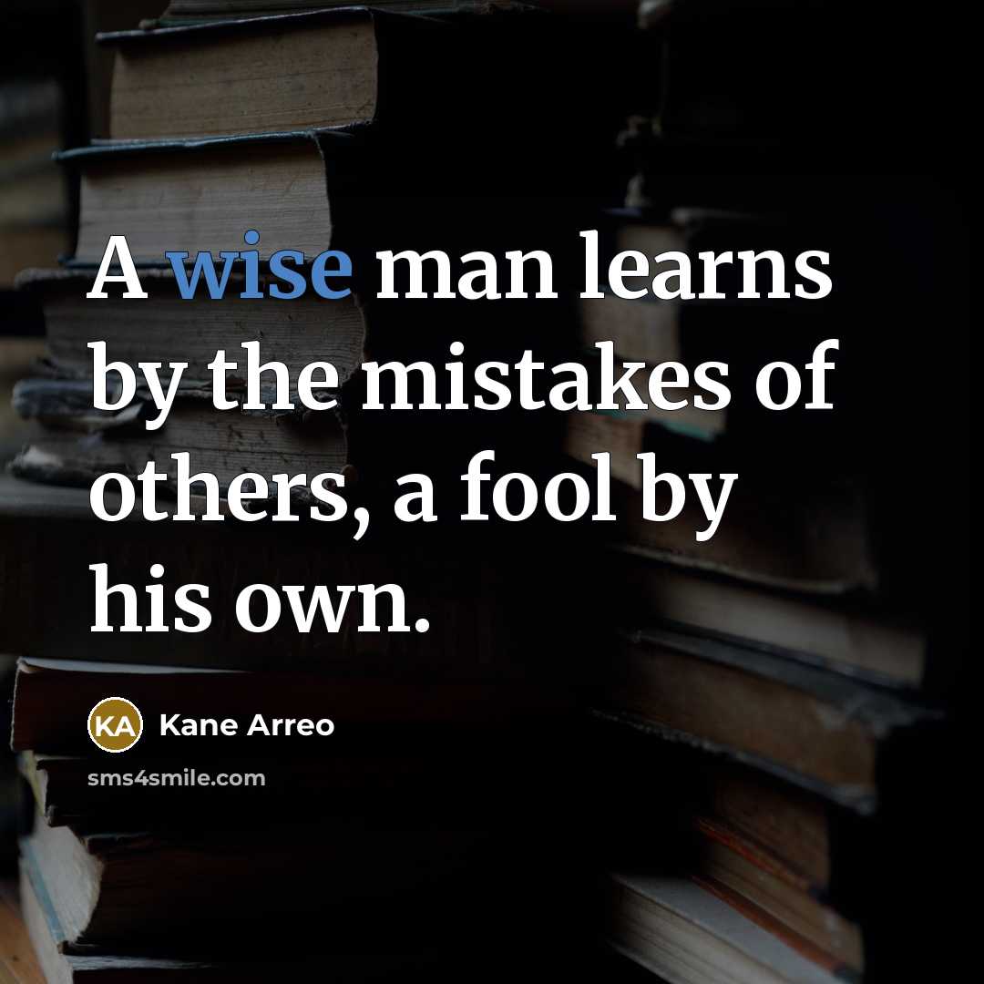 “A wise man learns by the mistakes of others, a…” quote by Kane Arreo