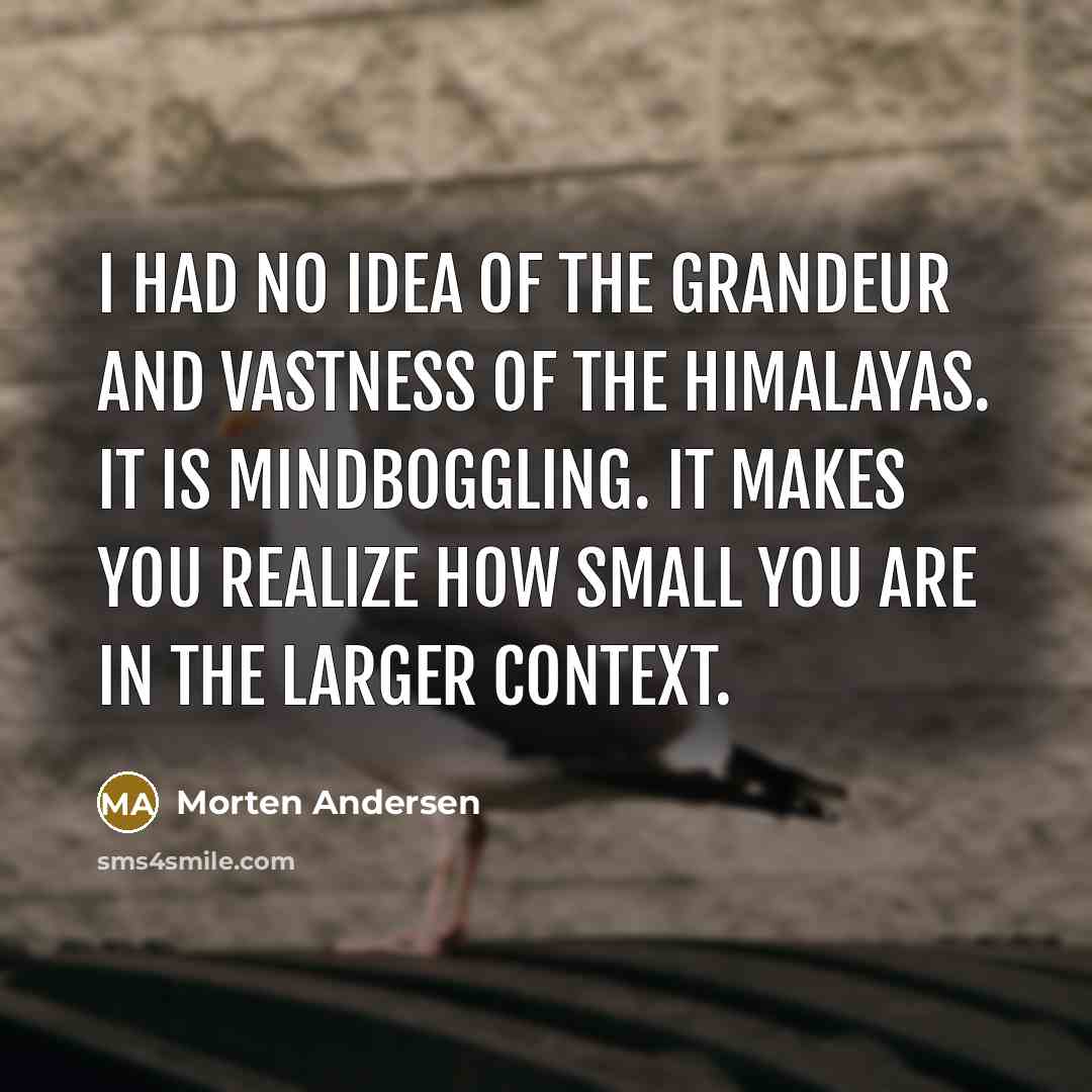 “I had no idea of the grandeur and vastness of…” quote by Morten Andersen