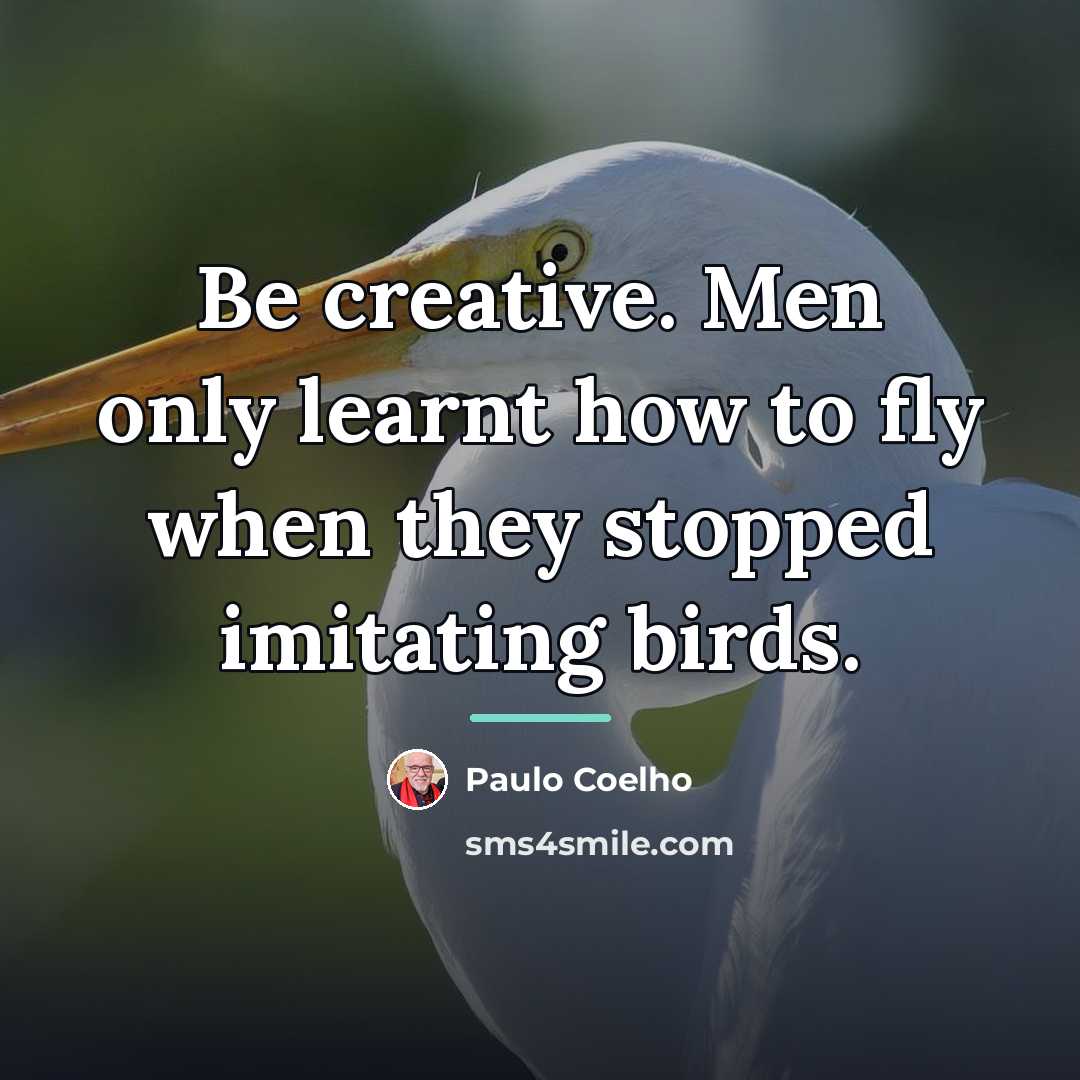“Be creative. Men only learnt how to fly when they…” quote by Paulo Coelho