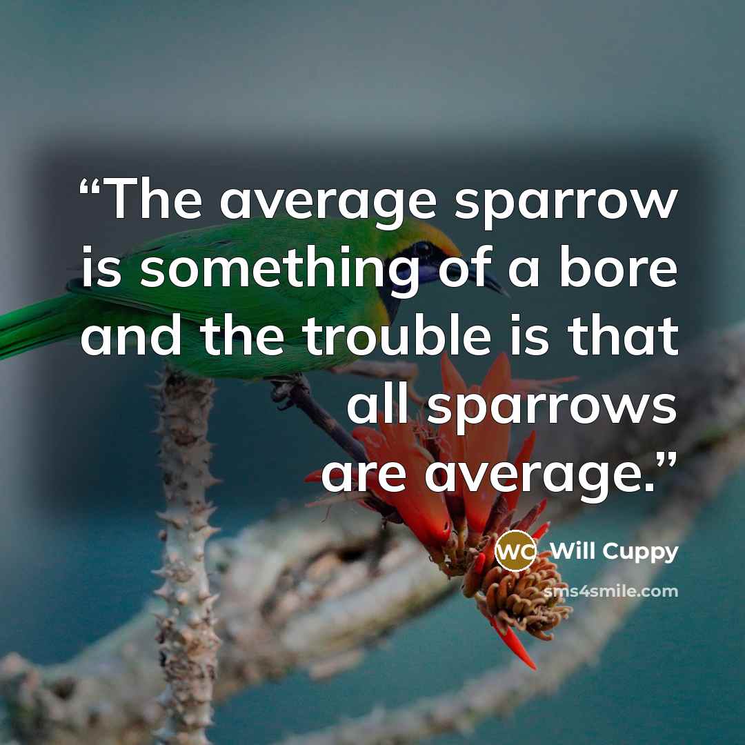 “The average sparrow is something of a bore and the trouble is that all sparrows are average.” quote by Will Cuppy