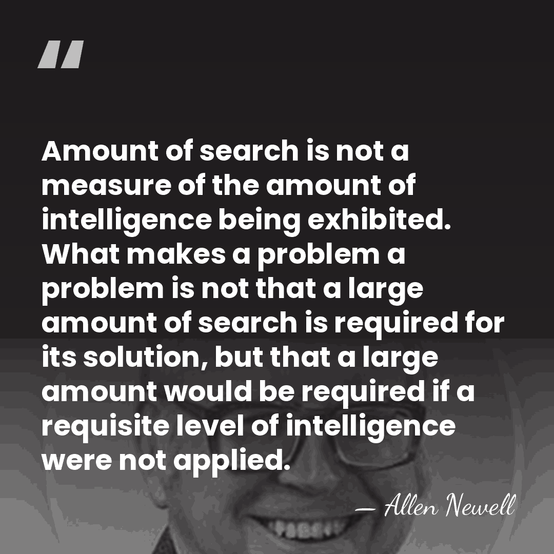 Amount of search is not a measure of the amount of intelligence&hellip; - Allen Newell