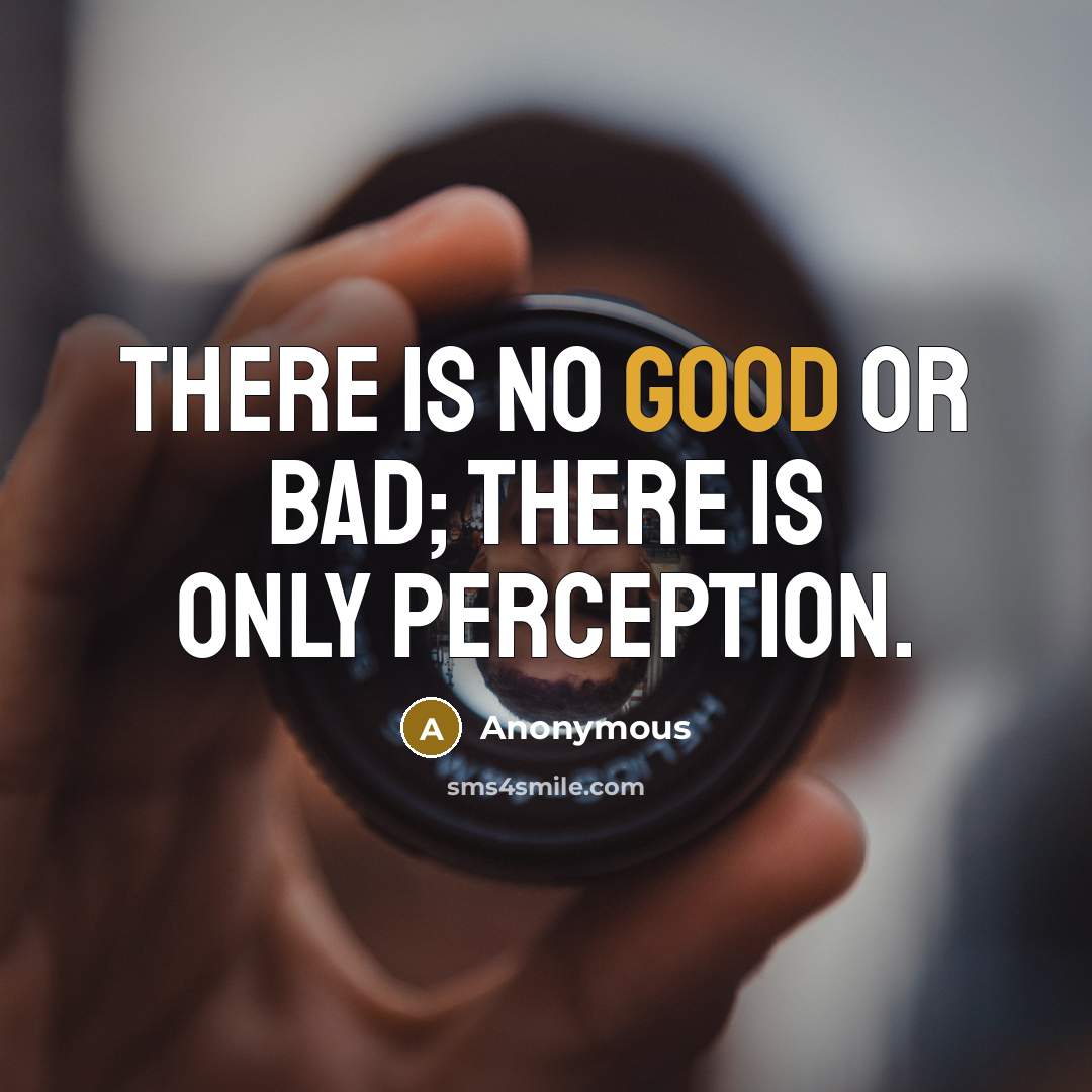 “There is no good or bad; there is only perception.…” quote by Anonymous