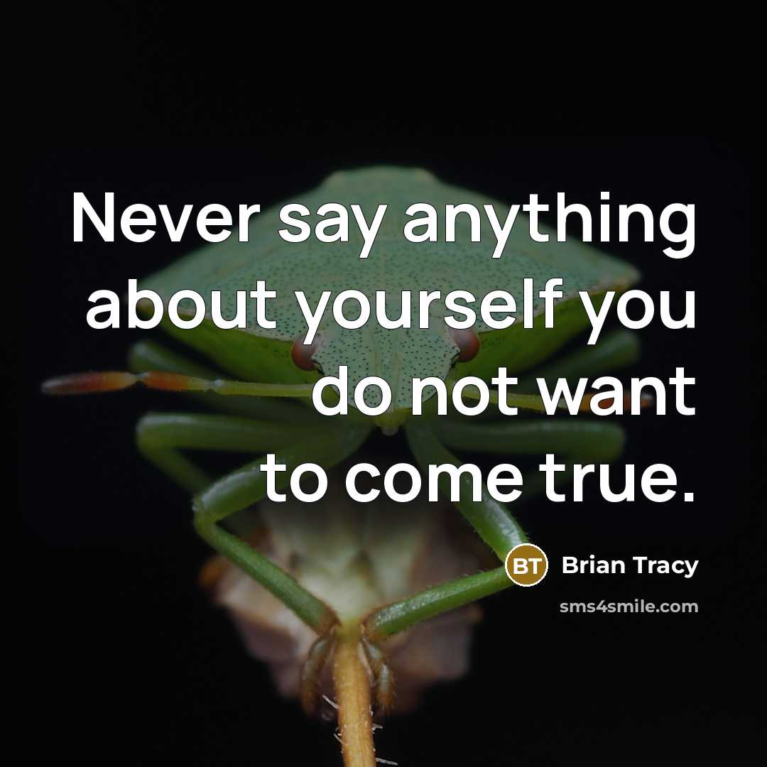 “Never say anything about yourself you do not want to…” quote by Brian Tracy