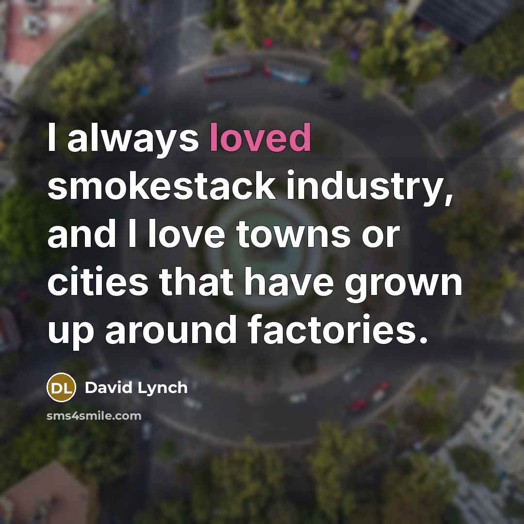 “I always loved smokestack industry, and I love towns or…” quote by David Lynch