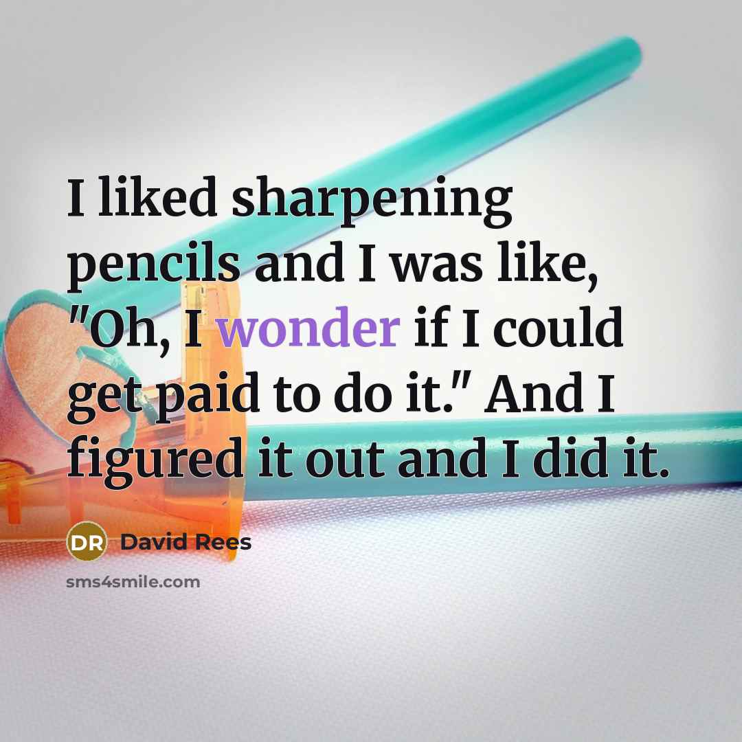 “I liked sharpening pencils and I was like, "Oh, I…” quote by David Rees