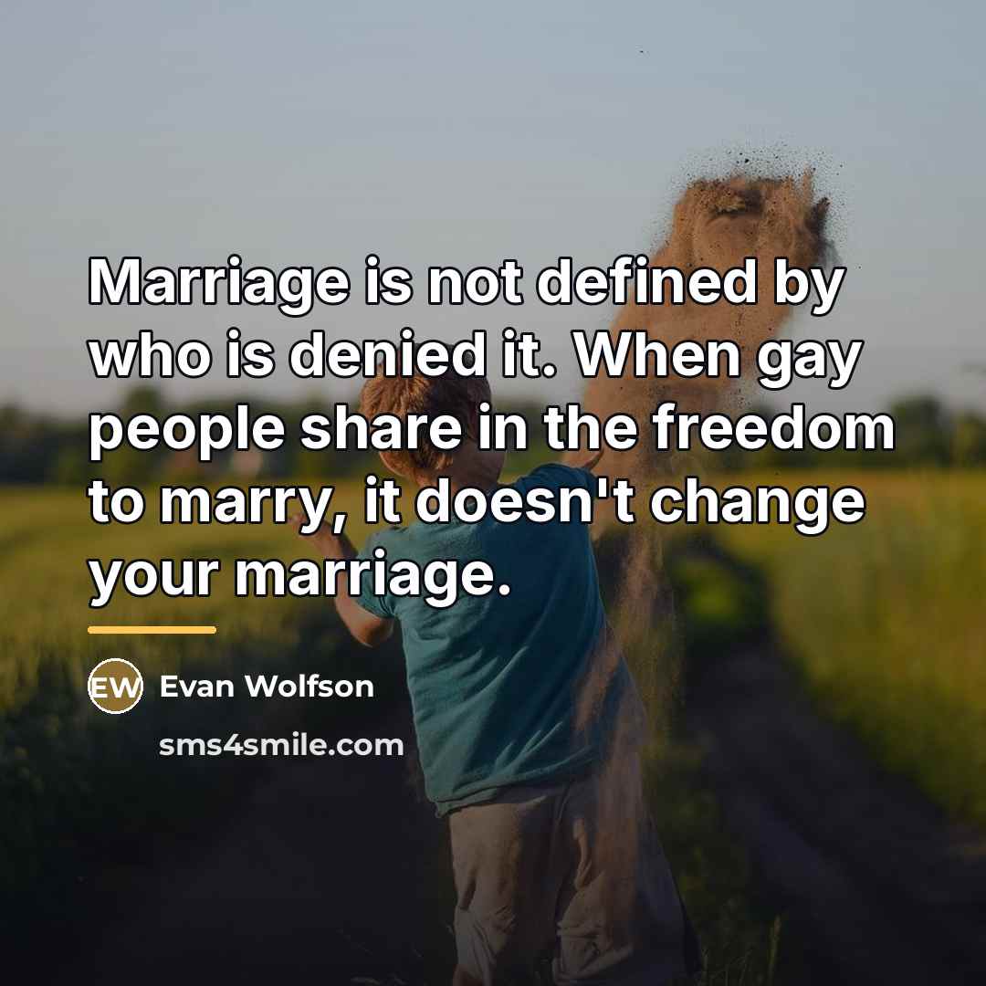 “Marriage is not defined by who is denied it. When…” quote by Evan Wolfson