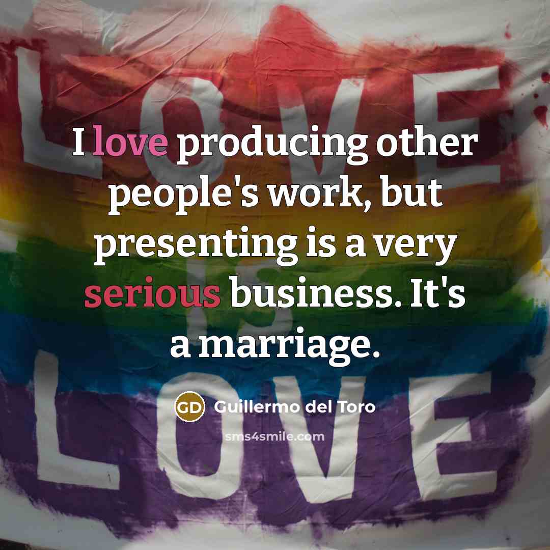 “I love producing other people's work, but presenting is a…” quote by Guillermo del Toro