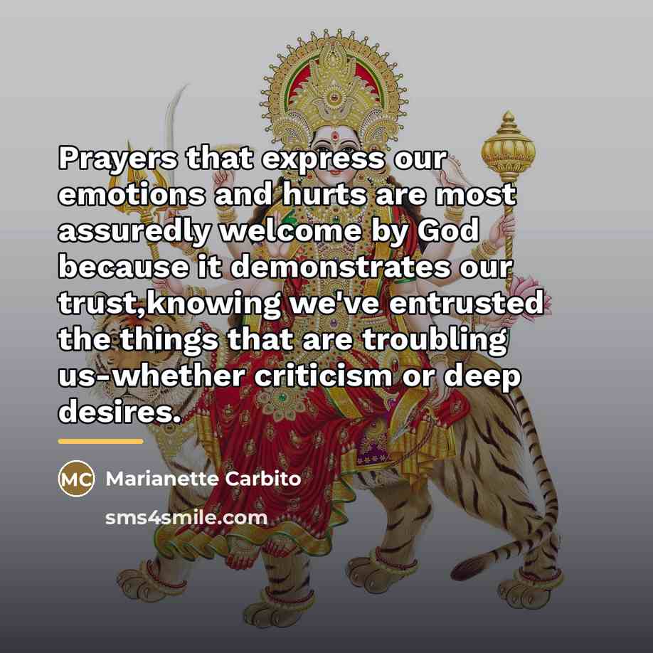 “Prayers that express our emotions and hurts are most assuredly…” quote by Marianette Carbito