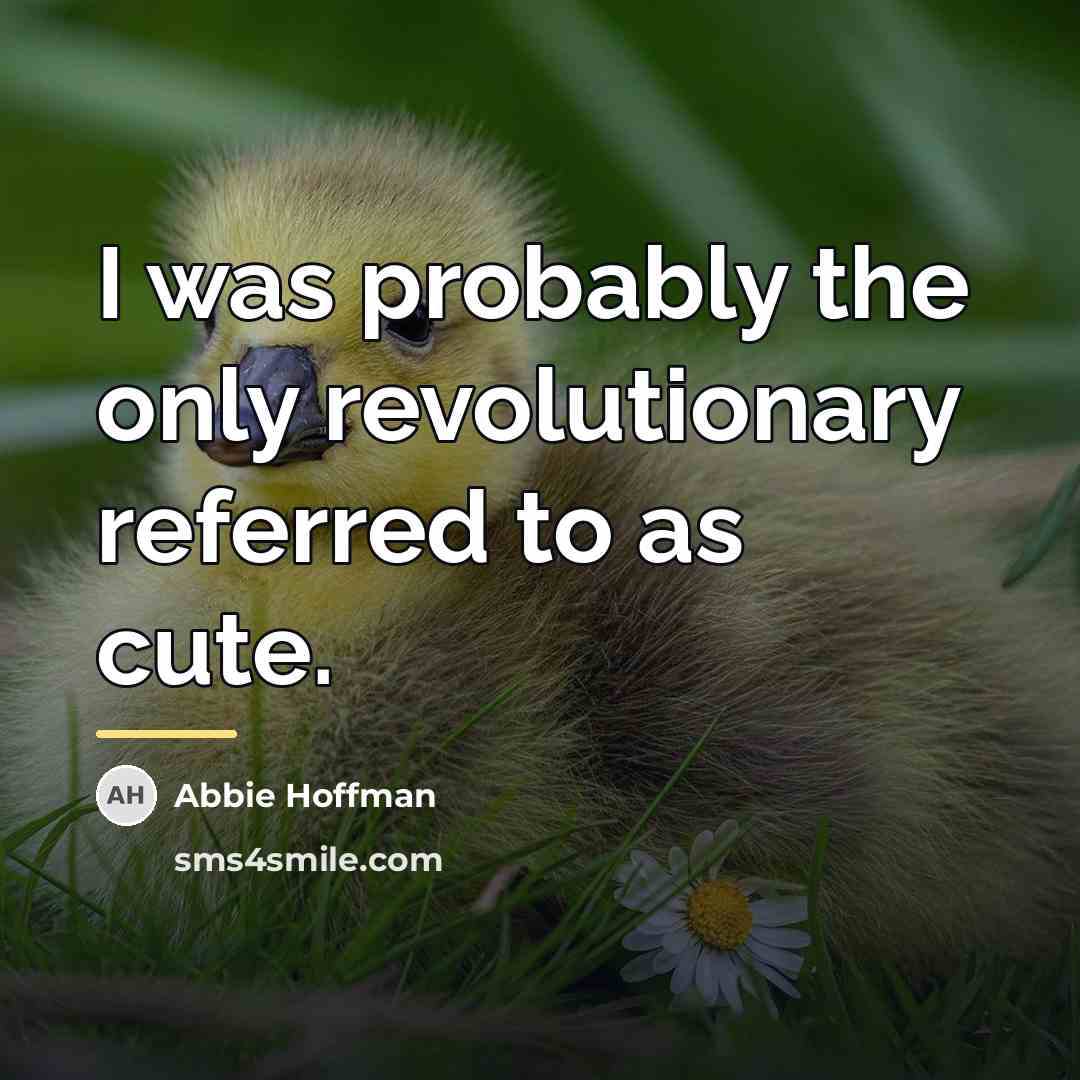 “I was probably the only revolutionary referred to as cute.…” quote by Abbie Hoffman