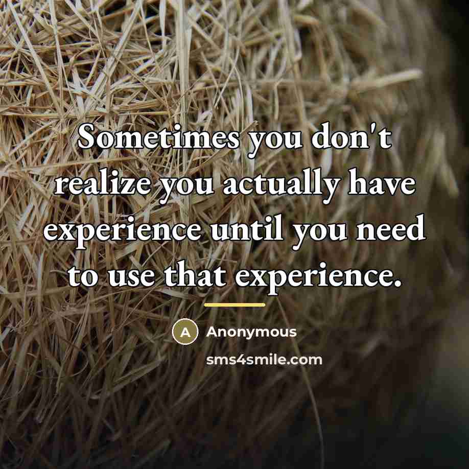 “Sometimes you don't realize you actually have experience until you…” quote by Anonymous
