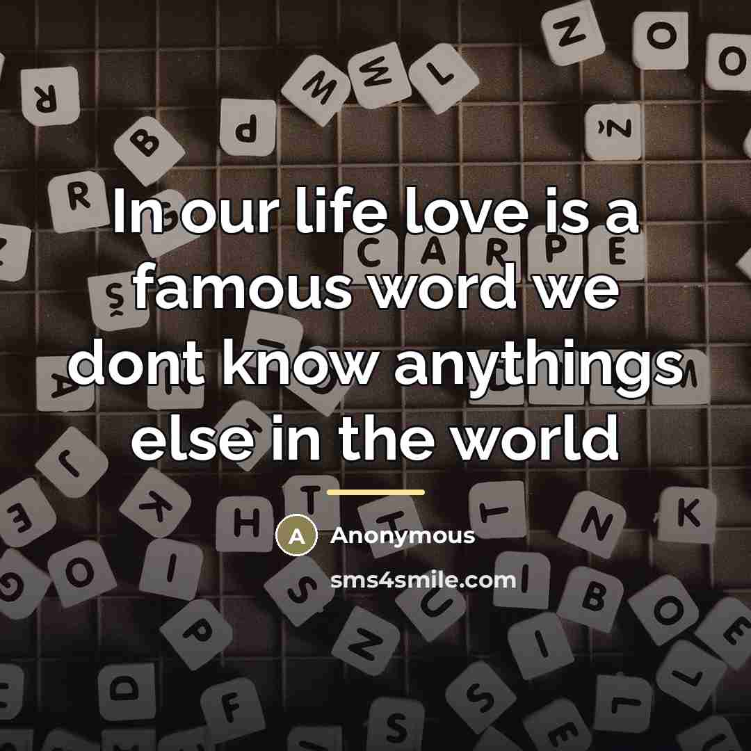 “In our life love is a famous word we dont…” quote by Anonymous