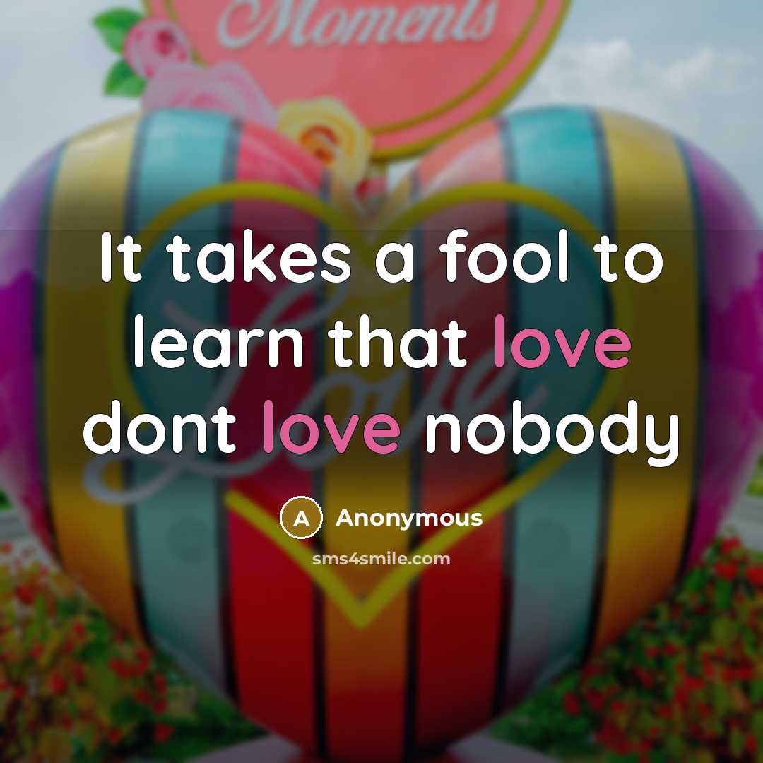 “It takes a fool to learn that love dont love…” quote by Anonymous