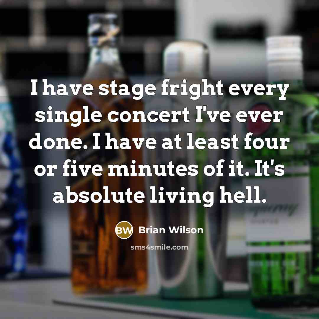 “I have stage fright every single concert I've ever done. I have at least four or five minutes of it. It's absolute living hell.” quote by Brian Wilson