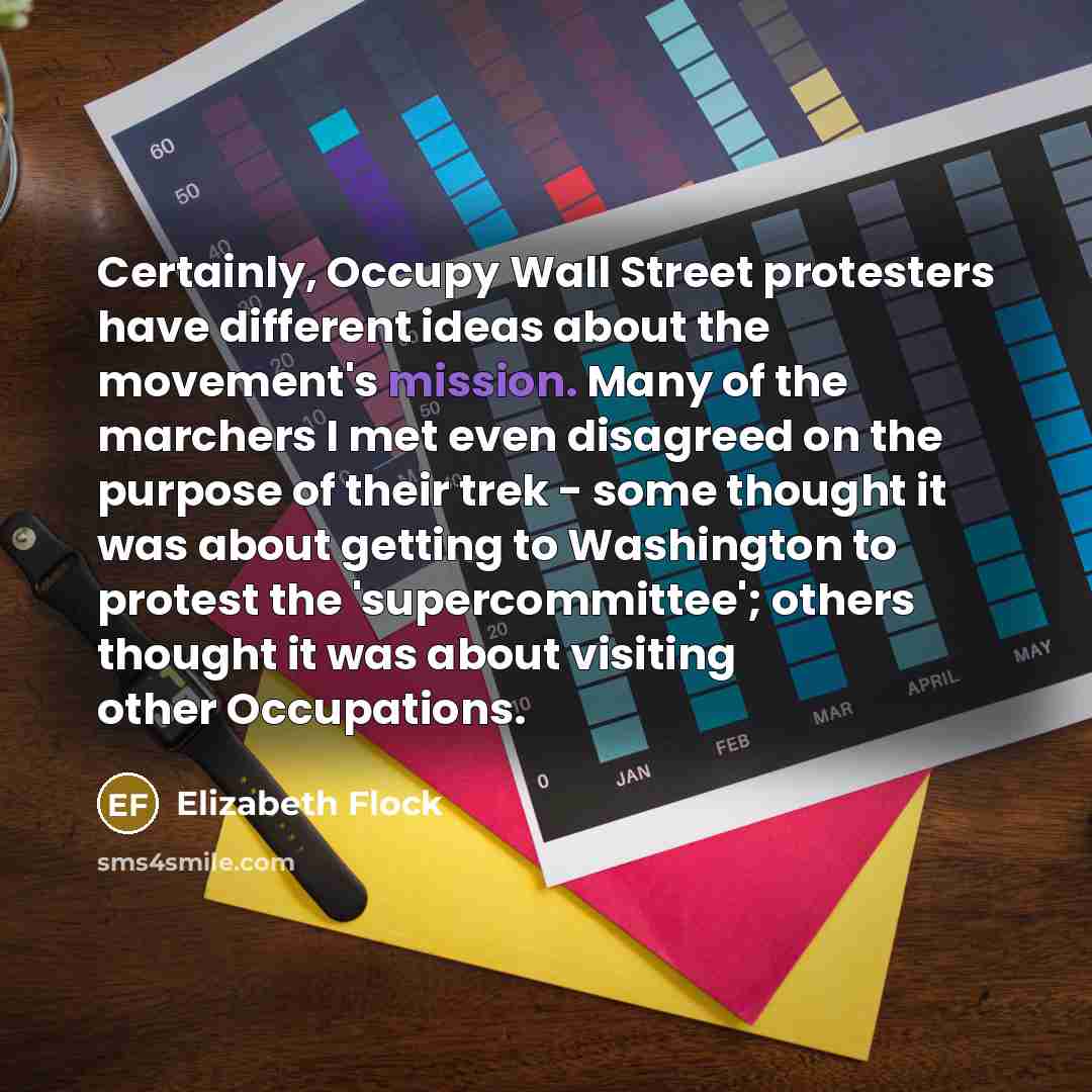 “Certainly, Occupy Wall Street protesters have different ideas about the…” quote by Elizabeth Flock