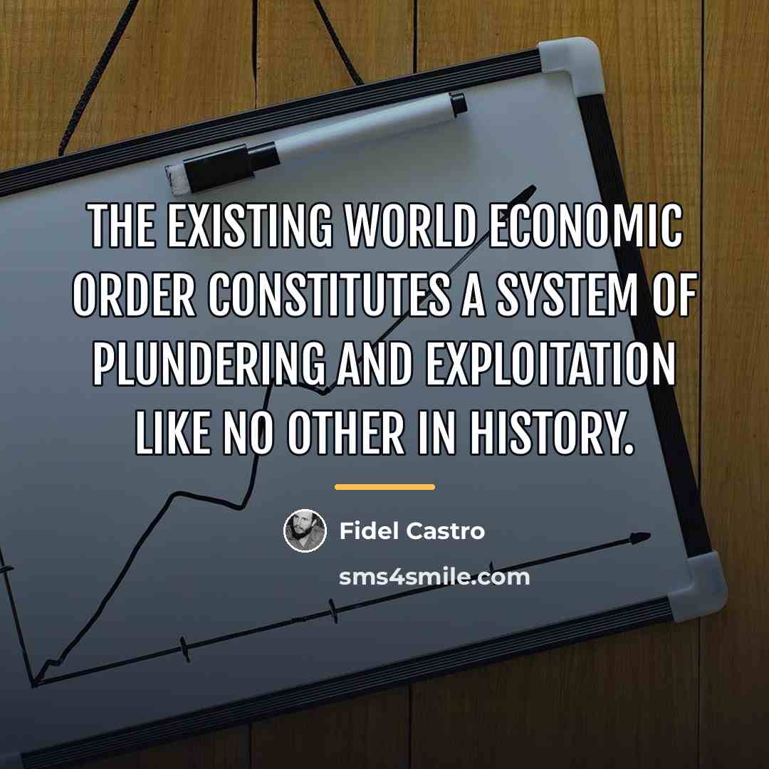 “The existing world economic order constitutes a system of plundering…” quote by Fidel Castro