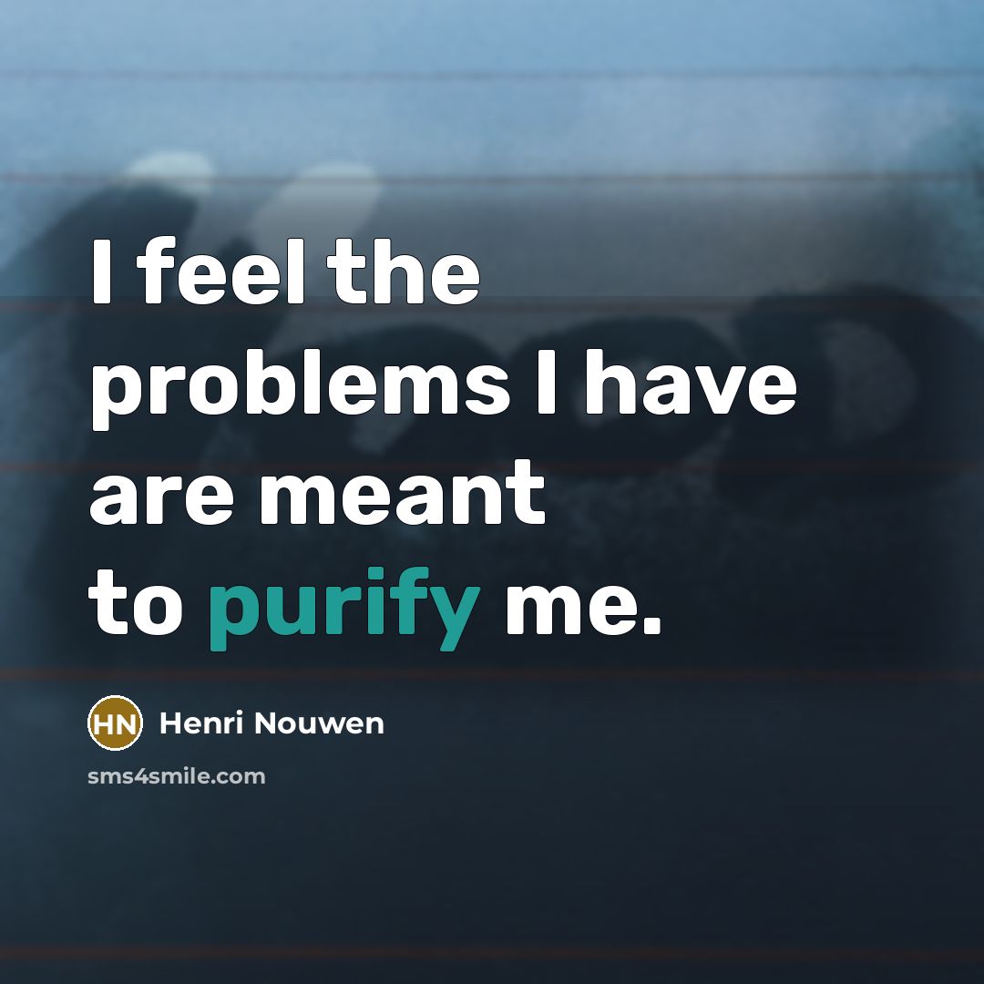“I feel the problems I have are meant to purify…” quote by Henri Nouwen