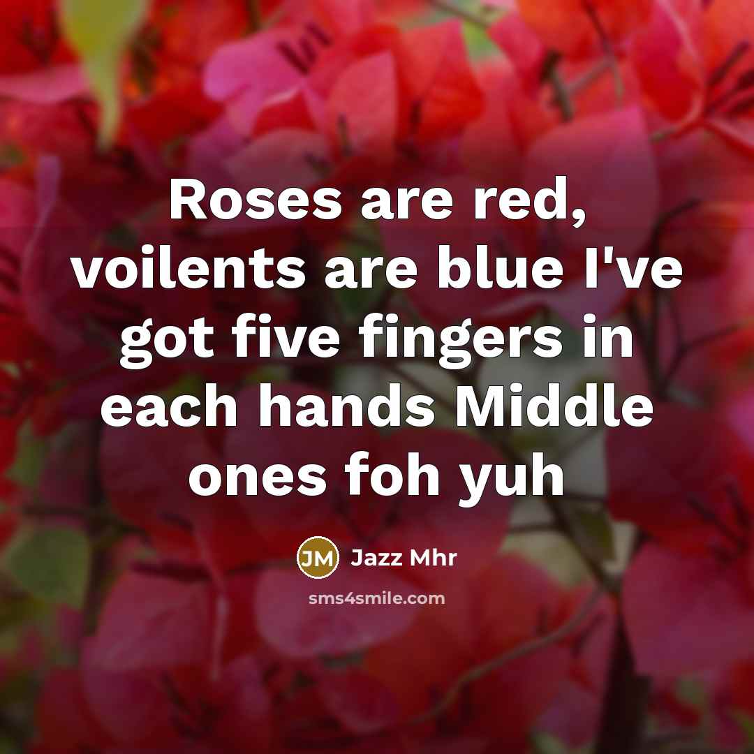 “Roses are red, voilents are blue I've got five fingers…” quote by Jazz Mhr